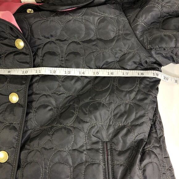 COACH Black & Pink Monogram C Logo Quilted Jacket Size S Satin Pink lining NWT - Picture 7 of 9